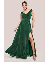 Goddiva - Crossover Lurex Glitter Maxi Dress - Lyst