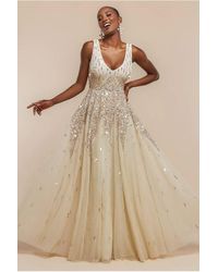 Goddiva - Sunray Hand Embellished Sequin A-Line Sleeveless Maxi Dress - Lyst