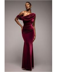 Goddiva - Cowl One Shoulder Velvet Maxi Dress - Lyst