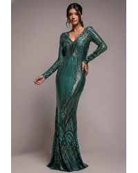 Goddiva - Two Toned V Neck Sequin Maxi - Lyst