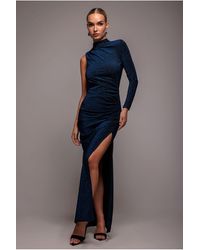 Goddiva - Open Lurex Back One Sleeve Maxi Dress - Lyst