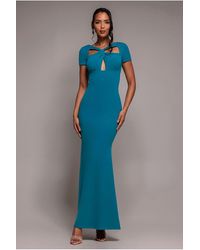 Goddiva - Scuba Crepe Twist Cutout Maxi Dress - Lyst
