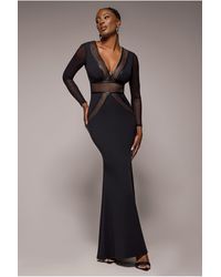 Goddiva - Front Crossover Lurex Split Maxi Dress - Lyst