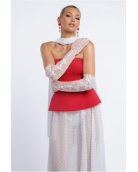 Goddiva - Floral Embroidered Mesh Gloves - Lyst