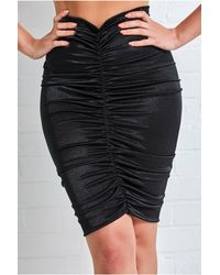 Goddiva - Ruched Satin Mini Skirt - Lyst