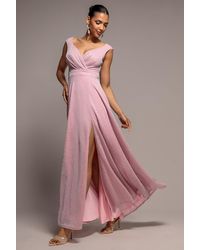 Goddiva - Crossover Lurex Glitter Maxi Dress - Lyst
