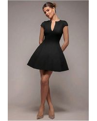 Goddiva - Cap Sleeve Plunging V-Neckline Skater Mini Dress - Lyst