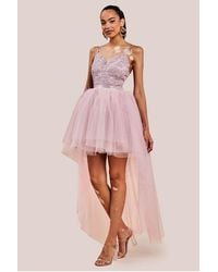 Goddiva - High Low Tulle Mini With Lace Bodice - Lyst