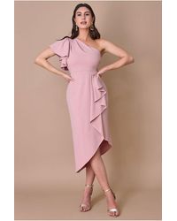 Goddiva - Waterfall Sleeve Wrap Midi Dress - Lyst