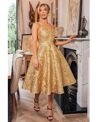 Goddiva - Jacquard Sleeveless A-Line Midi Dress - Lyst