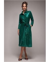 Goddiva - Sequin Skater Shirt Dress - Lyst