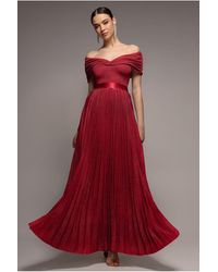 Goddiva - Bardot Pleated Skirt Maxi - Lyst