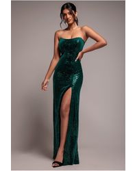 Goddiva - Sequin Velvet Bandeau Maxi Dress - Lyst