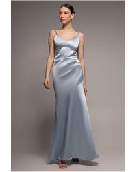 Goddiva - Cowl Back Satin Maxi Dress - Lyst