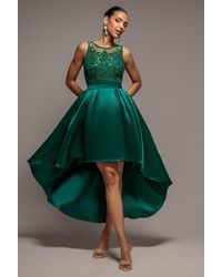 Goddiva - Sequin & Satin Dipped Hem Midi Dress - Lyst