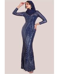 Goddiva - Modesty Two Toned Sequin Maxi - Lyst