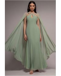 Goddiva - Multiway Cape Chiffon With Embellished Trim Maxi Dress - Lyst