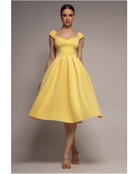 Goddiva - Scuba Foam Skater Midi Dress - Lyst