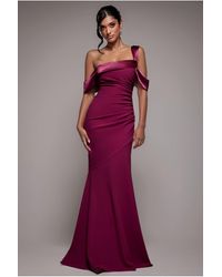 Goddiva - One Shoulder Satin Band Maxi Dress - Lyst