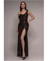 Goddiva - Cowl Neck Sequin Glitter Draped Maxi Dress - Lyst