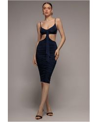 Goddiva - Cut Out Ruched Bodycon Midi Dress - Lyst