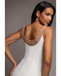 Goddiva - Diamante Pearl Neck Scuba Crepe Sleeveless Maxi Dress - Lyst
