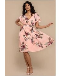 Goddiva - Floral Midi Wrap Dress - Lyst