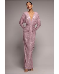 Goddiva - Plunge V-neck Sequin Maxi - Lyst