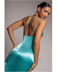 Goddiva - Satin Cowl Neck With Strappy Back Maxi - Lyst