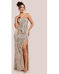 Goddiva - Strapless Multi Sequin Maxi Dress - Lyst