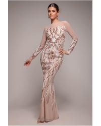 Goddiva - Long Sleeve Sequin Flame Maxi - Lyst