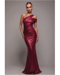 Goddiva - One Shoulder Sequin Evening Maxi - Lyst
