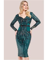 Goddiva - Sequin & Mesh Embroidered Midi - Lyst