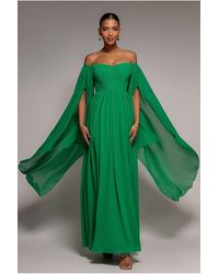 Goddiva - Chiffon Off The Shoulder Maxi With Cape Sleeves - Lyst