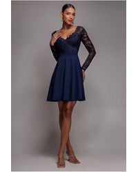Goddiva - Off The Shoulder Lace Skater Mini Dress - Lyst