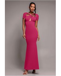 Goddiva - Scuba Crepe Twist Cutout Maxi Dress - Lyst