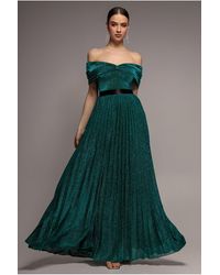 Goddiva - Bardot Pleated Skirt Maxi - Lyst