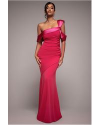 Goddiva - One Shoulder Satin Band Maxi Dress - Lyst