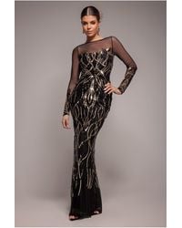 Goddiva - Long Sleeve Sequin Flame Maxi - Lyst