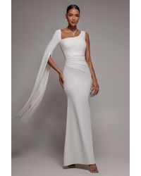 Goddiva - One Shoulder Cape Sleeve Maxi Dress - Lyst