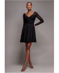 Goddiva - Off The Shoulder Lace Skater Mini Dress - Lyst