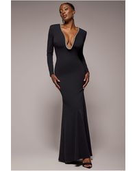 Goddiva - Diamante Embellished Neck Bodycon Maxi Dress - Lyst