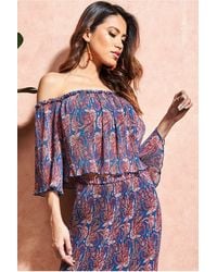 City Goddess - Off The Shoulder Printed Crop Top - Lyst