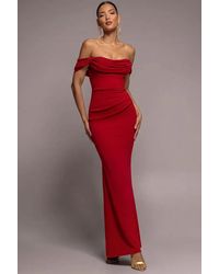 Goddiva - Cowl Neck Off The Shoulder Maxi Dress - Lyst