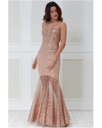 goddiva bandeau sequin embellished maxi dress in gold