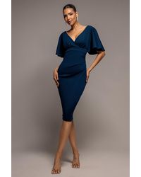 Goddiva - Flutter Sleeve Wrap Midi Dress - Lyst