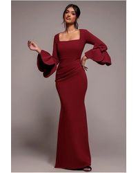 Goddiva - Petal Bow Sleeve Frill Maxi Dress - Lyst