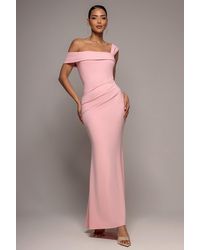 Goddiva - Off The Shoulder Pleated Waist Maxi Dress - Lyst
