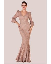 Goddiva - Scalloped Lace Maxi Dress - Lyst