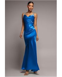 Goddiva - Cowl Neck With Strappy Back Satin Maxi - Lyst